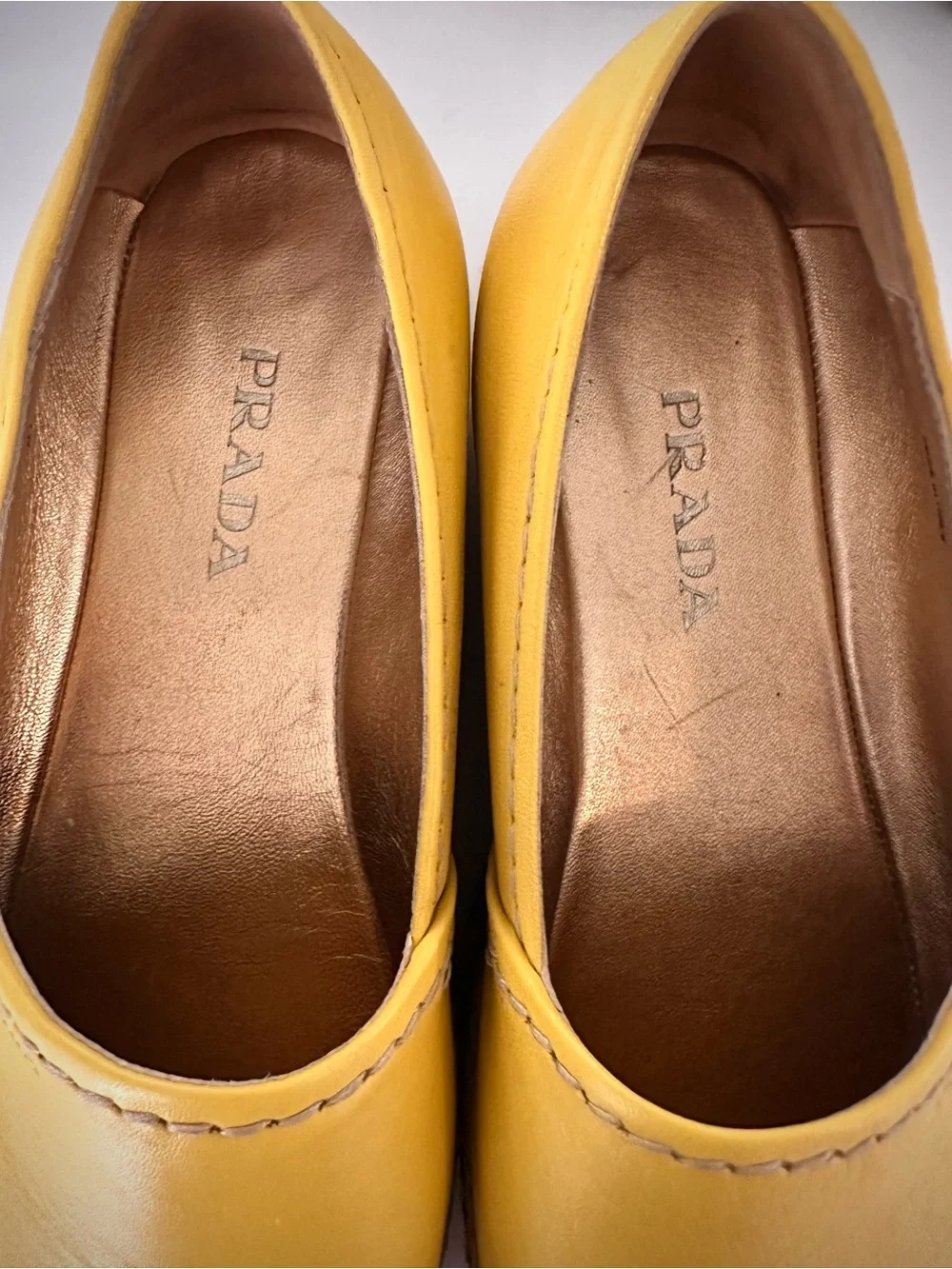 Prada Yellow Leather Platform Espadrille Loafers 40.5